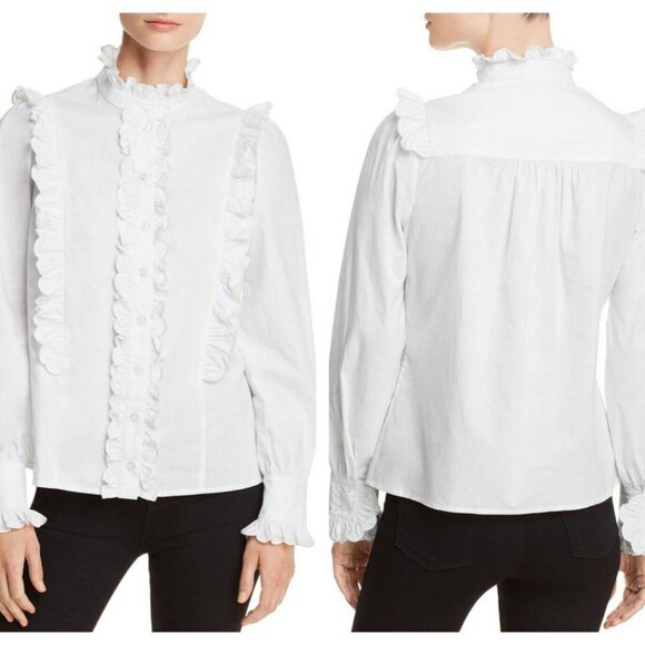 AQUA Victorian Ruffled Button-Down Top NWOT - Picture 5 of 5